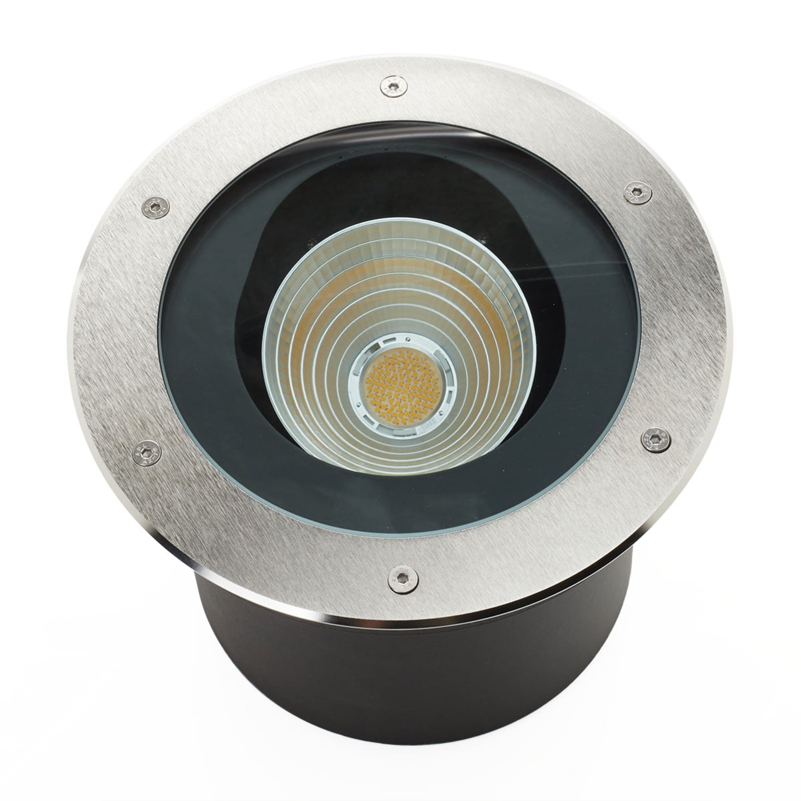 LED bakkespot Titus svingbar rustfritt stål Ø28 cm bakside