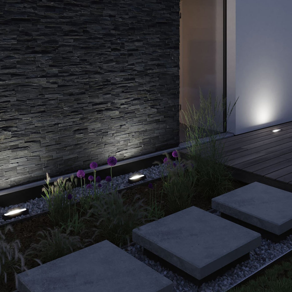 LED bakkespot wallwasher Flotas dimbar antrasitt IP67 forfra