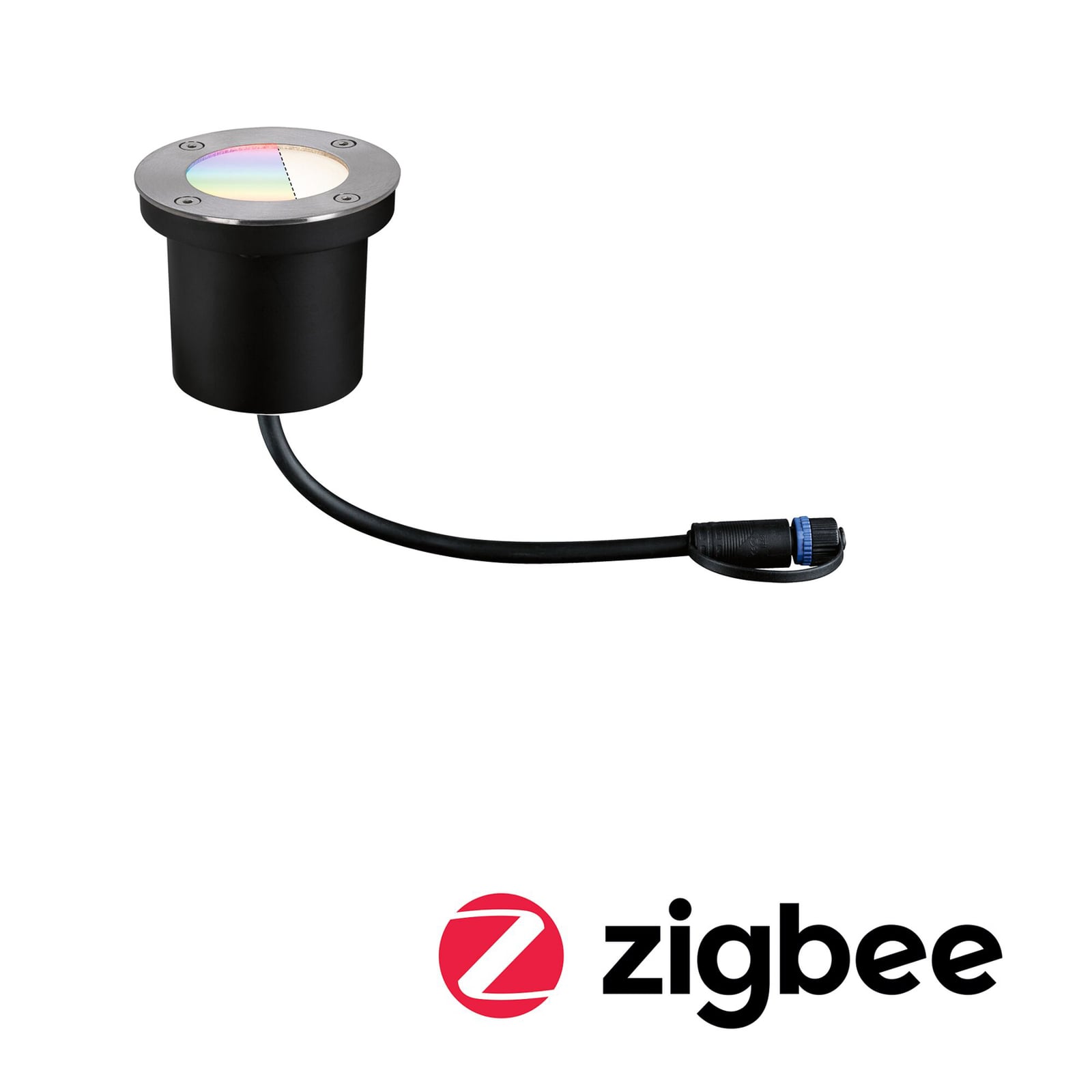 LED bakkespot Zigbee RGBW dimbar sølv IP65 - Paulmann forfra
