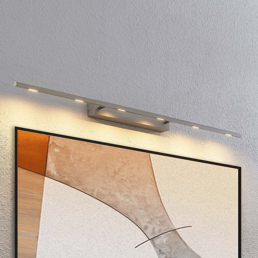LED bildelampe Alexis dimbar matt nikkel 118 cm forfra