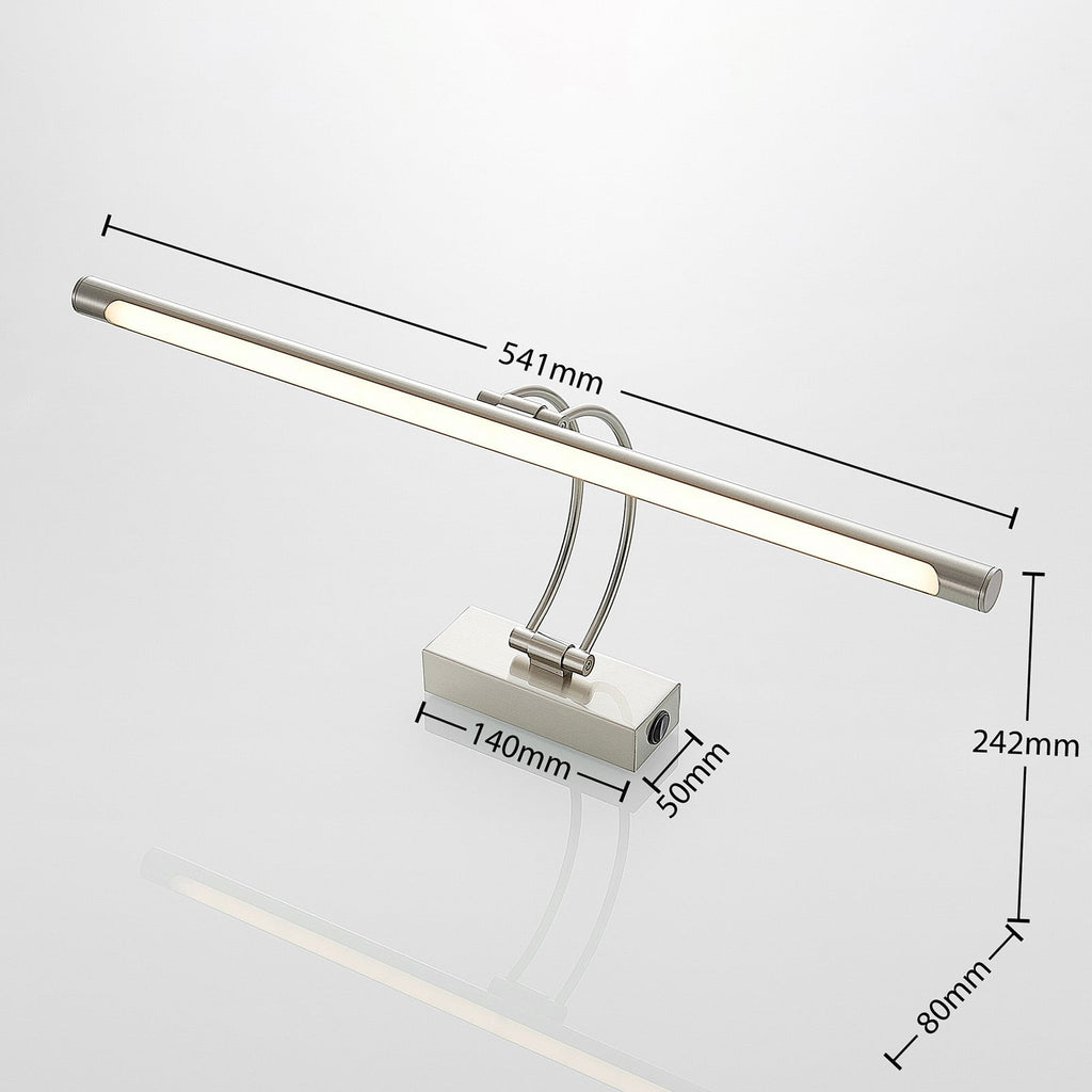 LED bildelampe Dimitrij matt nikkel 54 cm nærbilde av LED-lys