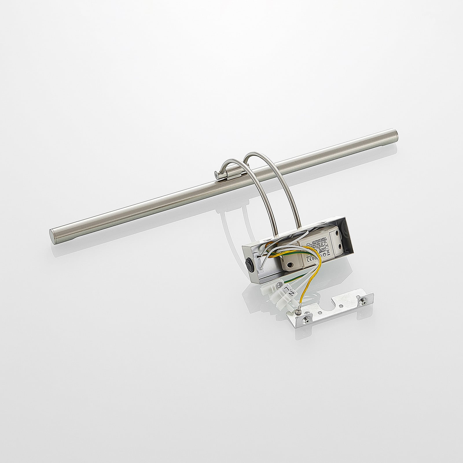 LED bildelampe Dimitrij matt nikkel 54 cm vinklet visning