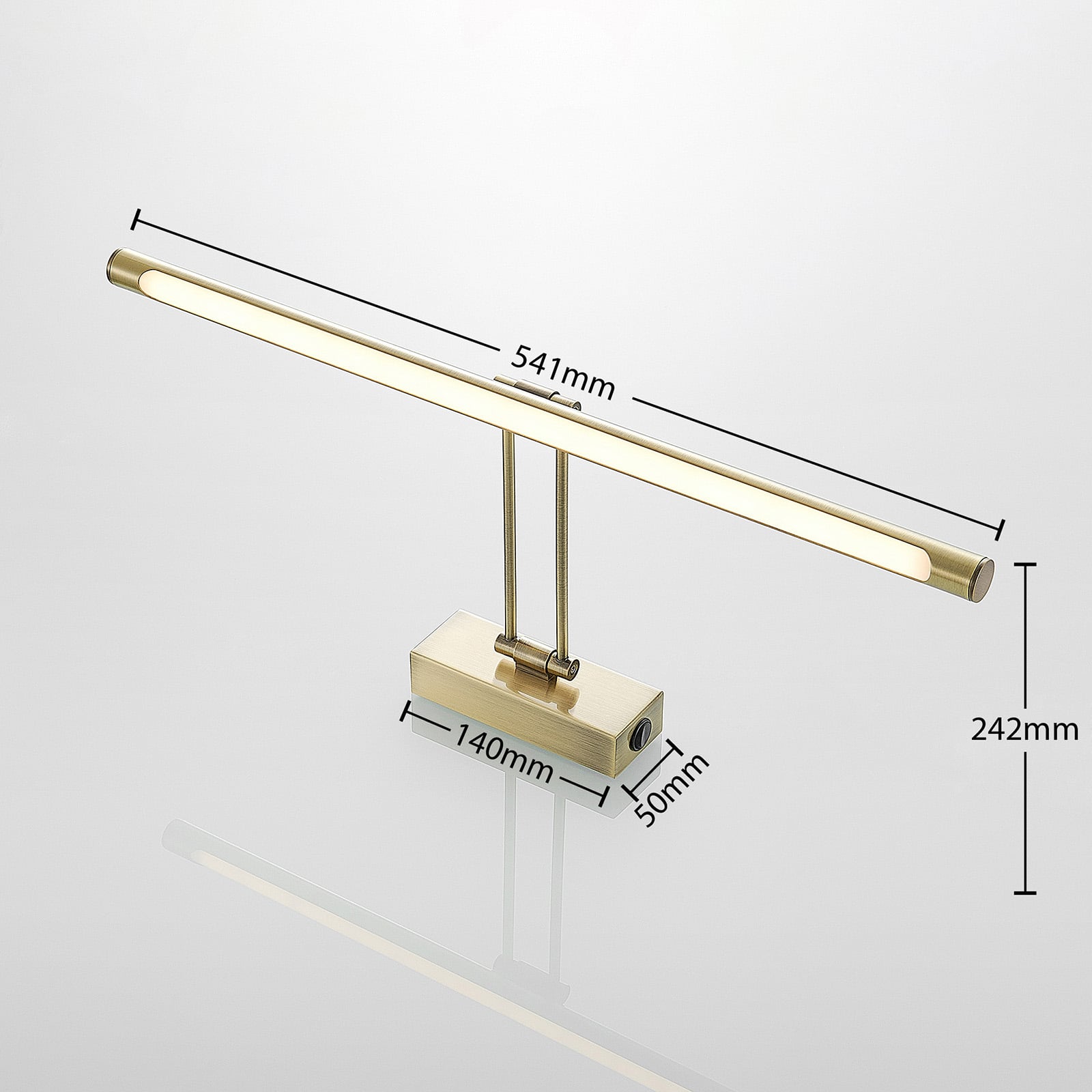 LED bildelampe Dimitrij messing 54 cm nærbilde av lampe