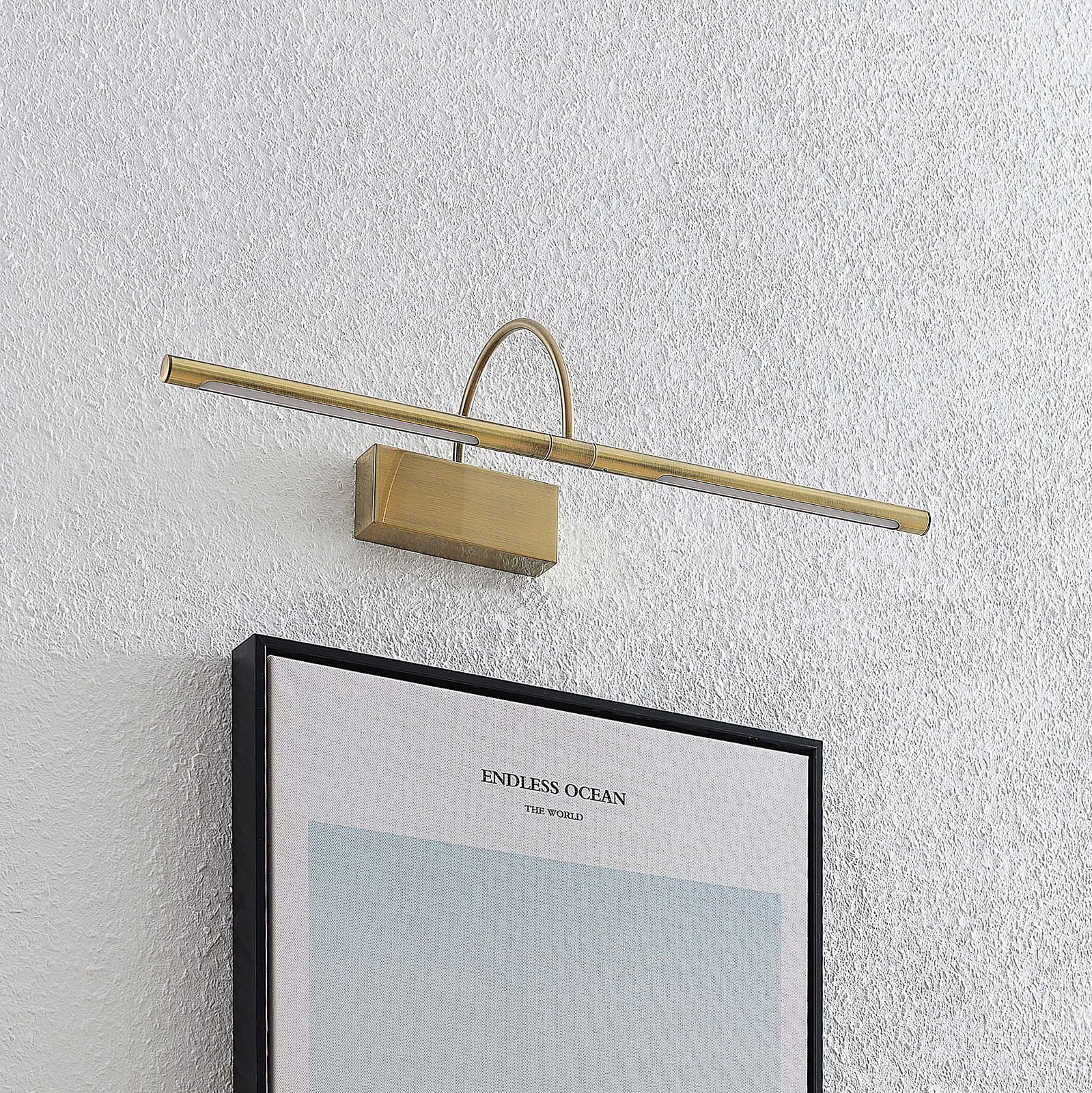 LED bildelampe Fehmke messingfarget 52 cm aluminium bakside