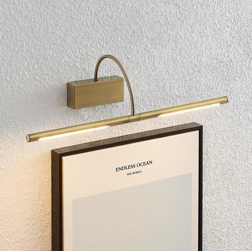 LED bildelampe Fehmke messingfarget 52 cm aluminium montert på vegg