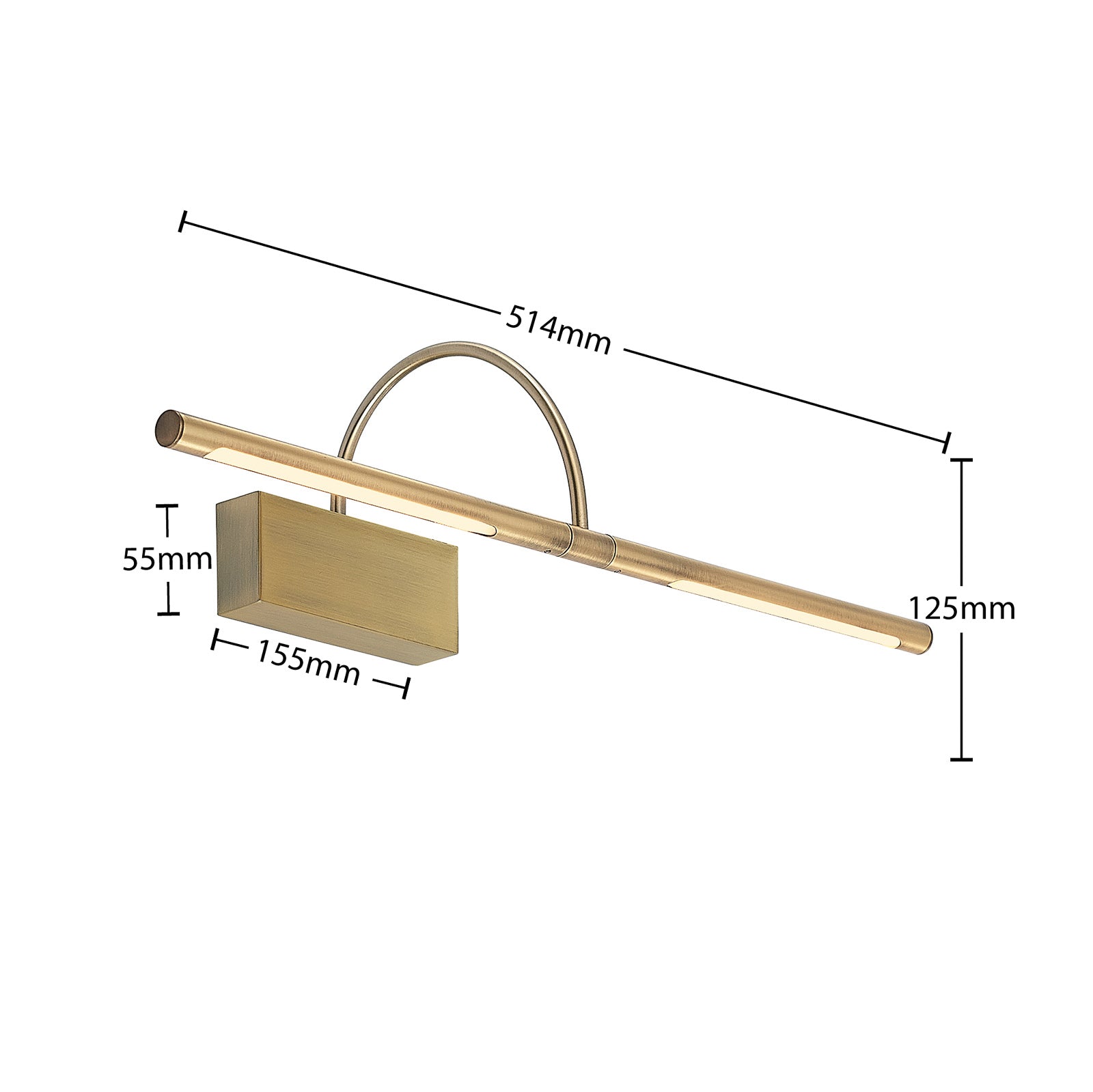 LED bildelampe Fehmke messingfarget 52 cm aluminium - Lucande