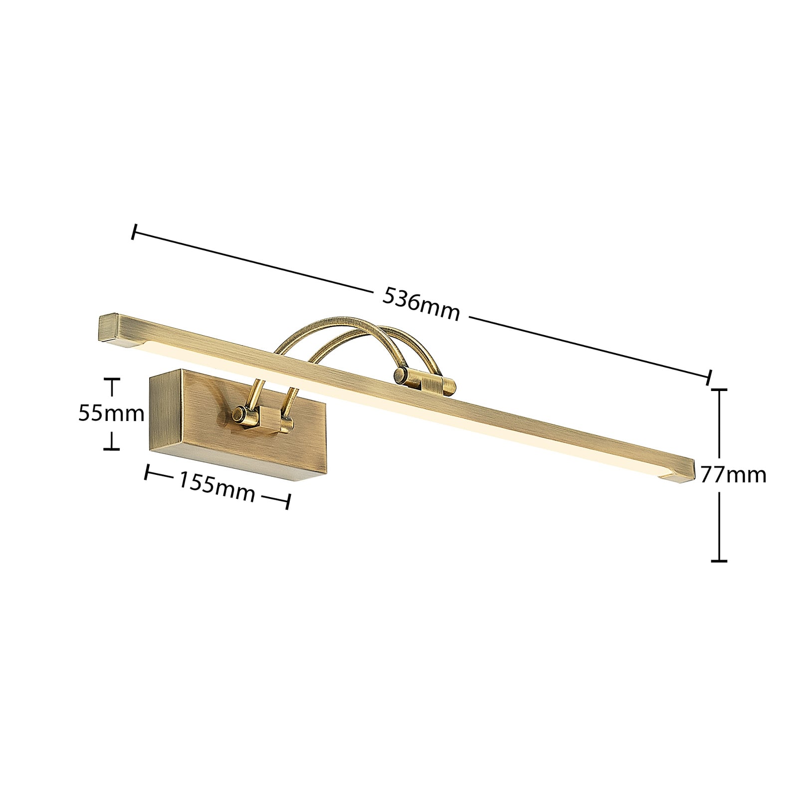 LED bildelampe Felena antikk messing side