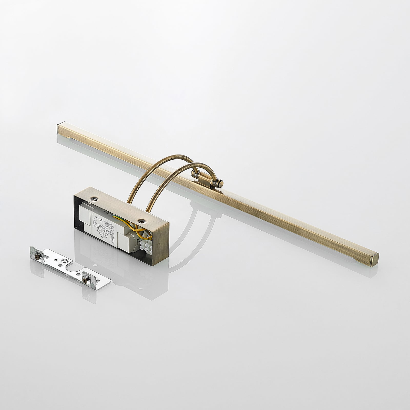 LED bildelampe Felena antikk messing helhet