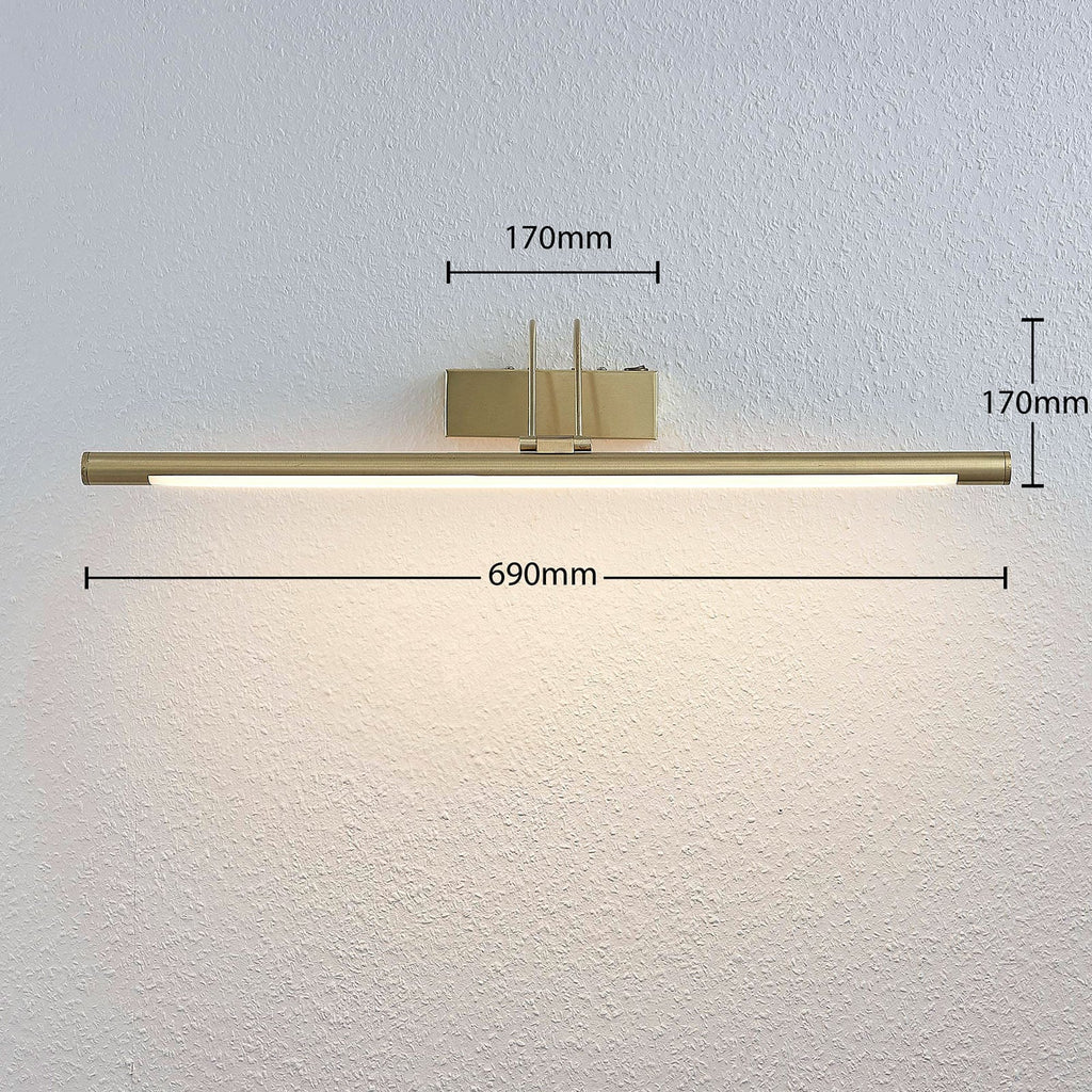 Detalj av LED bildelampe Mailine matt messing 69 cm bryter
