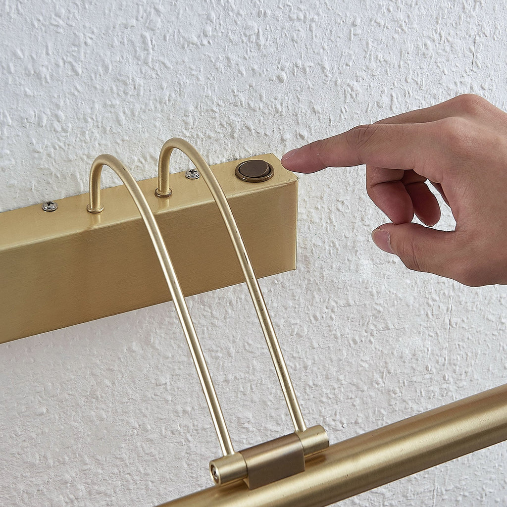 LED bildelampe Mailine matt messing 69 cm bryter nærbilde