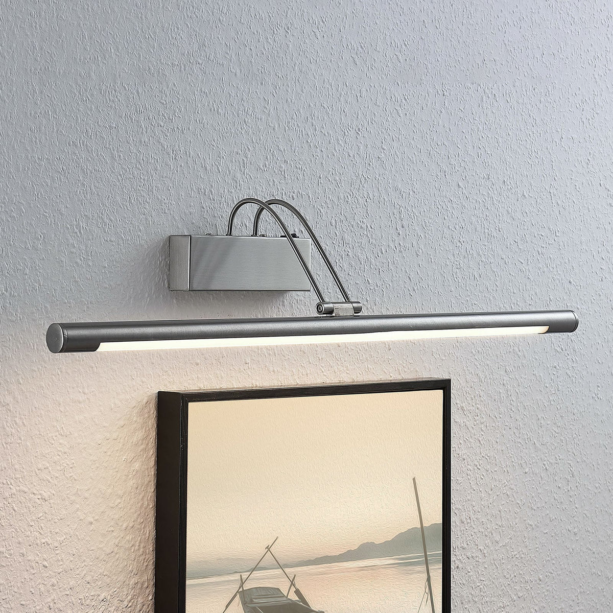 LED bildelampe Mailine nikkel med bryter forfra