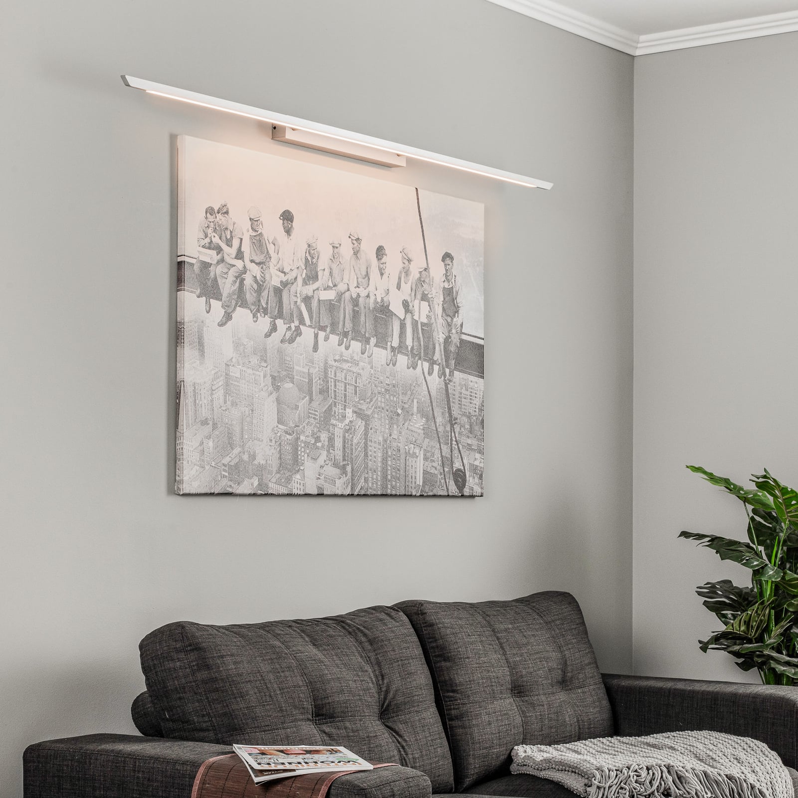 Bakside av LED bildelampe Niara dimbar CCT aluminium 168 cm
