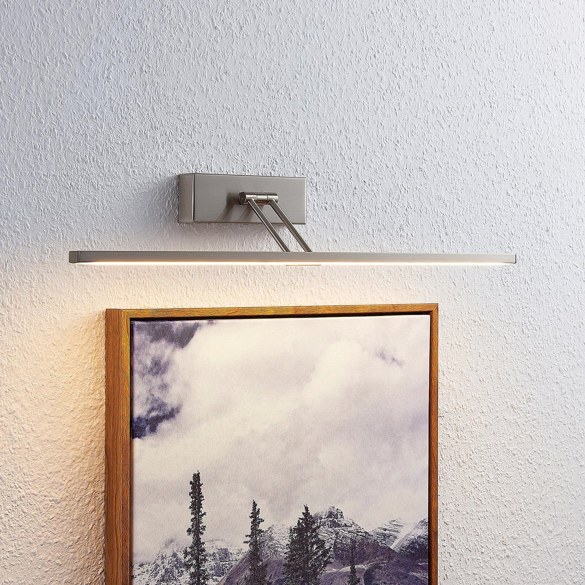 LED bildelampe Thibaud matt nikkel forfra
