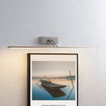 LED bildelampe Thibaud matt nikkel aluminium 84 cm forfra