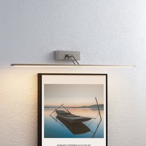 LED bildelampe Thibaud matt nikkel aluminium 84 cm forfra