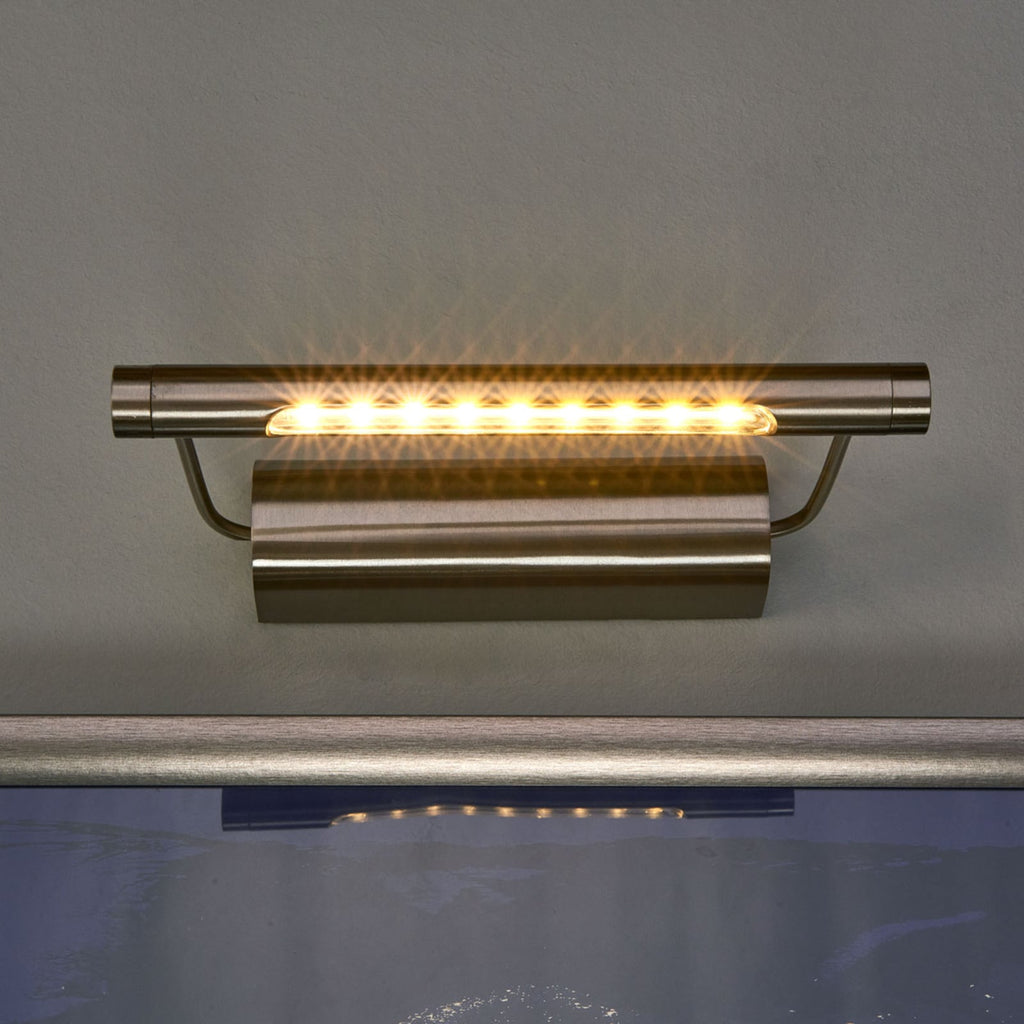 LED bildelampe Tommy batteridrevet rustfritt stål 21 cm montert på vegg