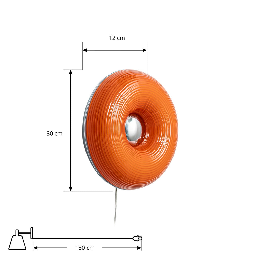 LED bord-/vegglampe Fjora dimbar oransje/krom Ø30 cm detalj