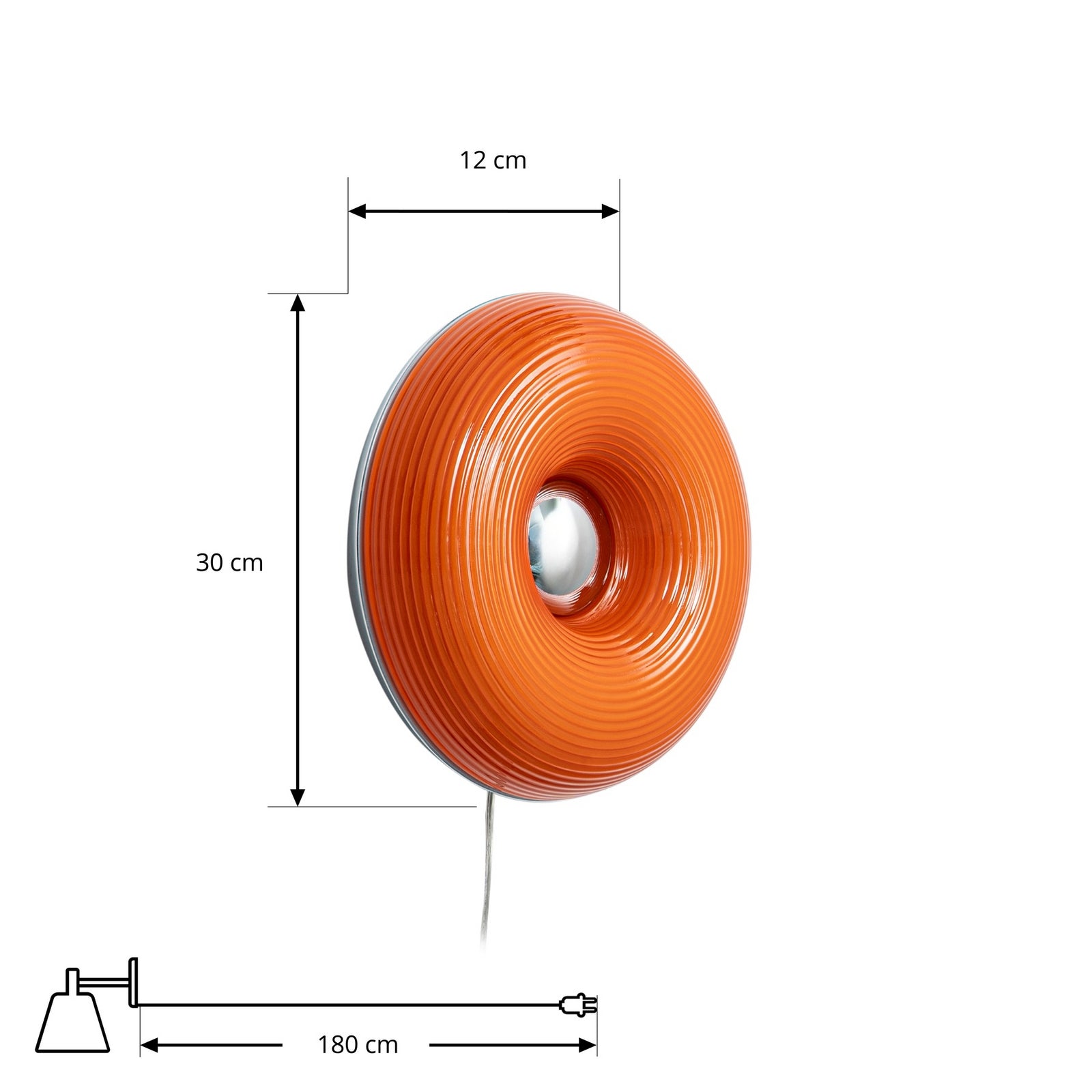 LED bord-/vegglampe Fjora dimbar oransje/krom Ø30 cm detalj