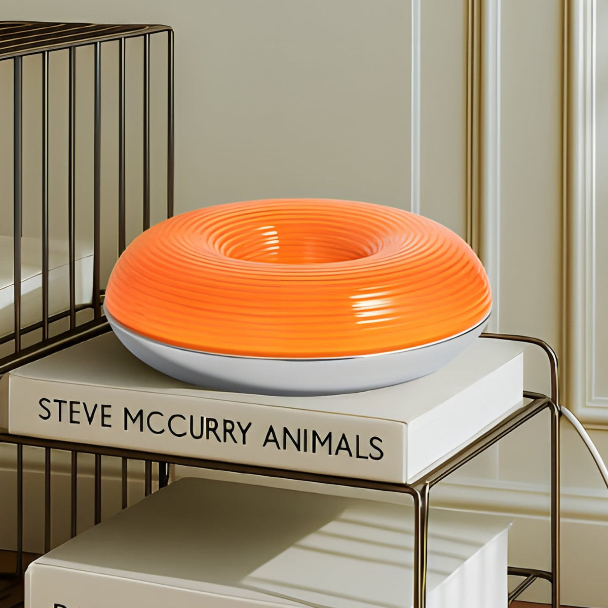 LED bord-/vegglampe Fjora dimbar oransje/krom Ø30 cm montert