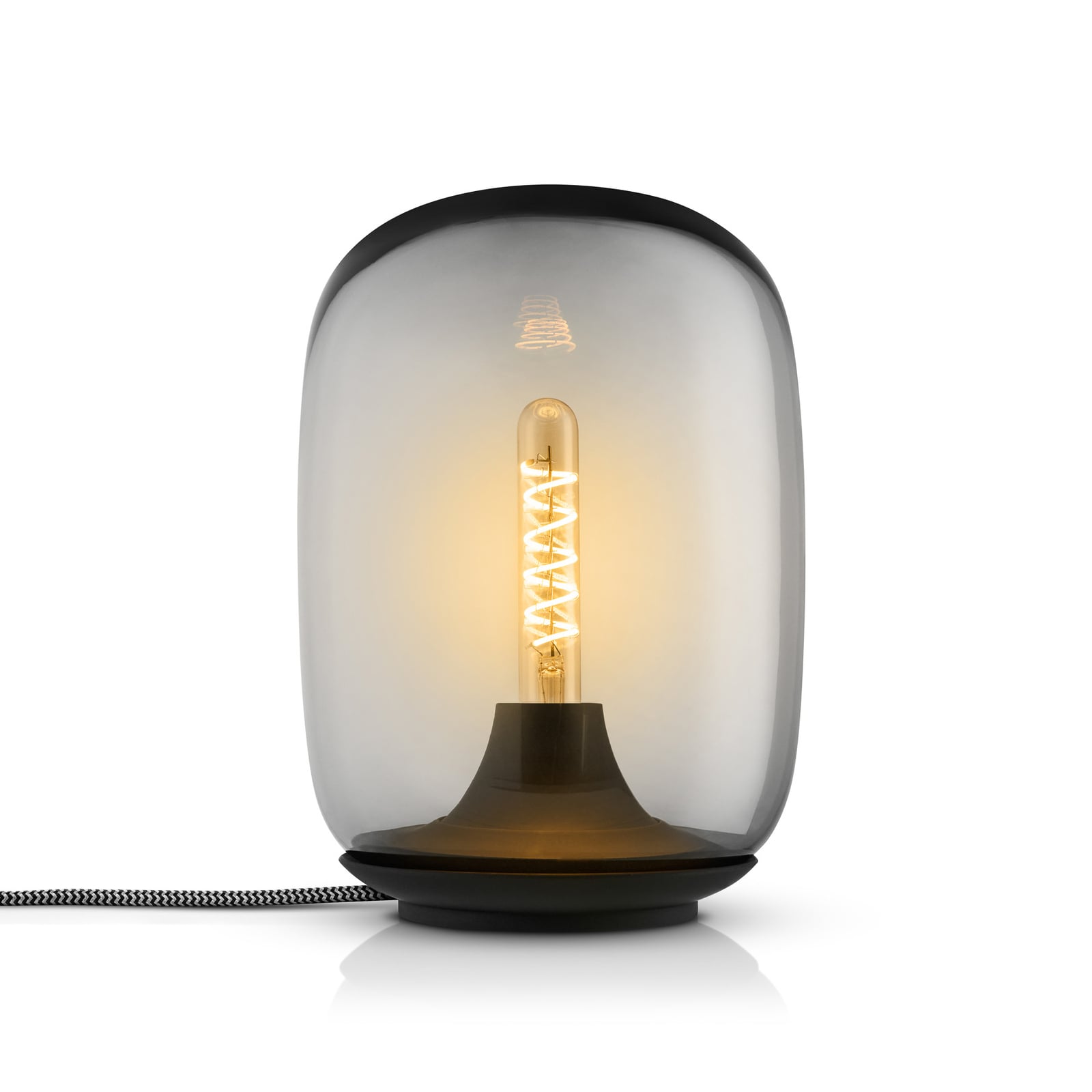 Montert LED bordlampe Acorn dimbar mundblåst glass grå i rom