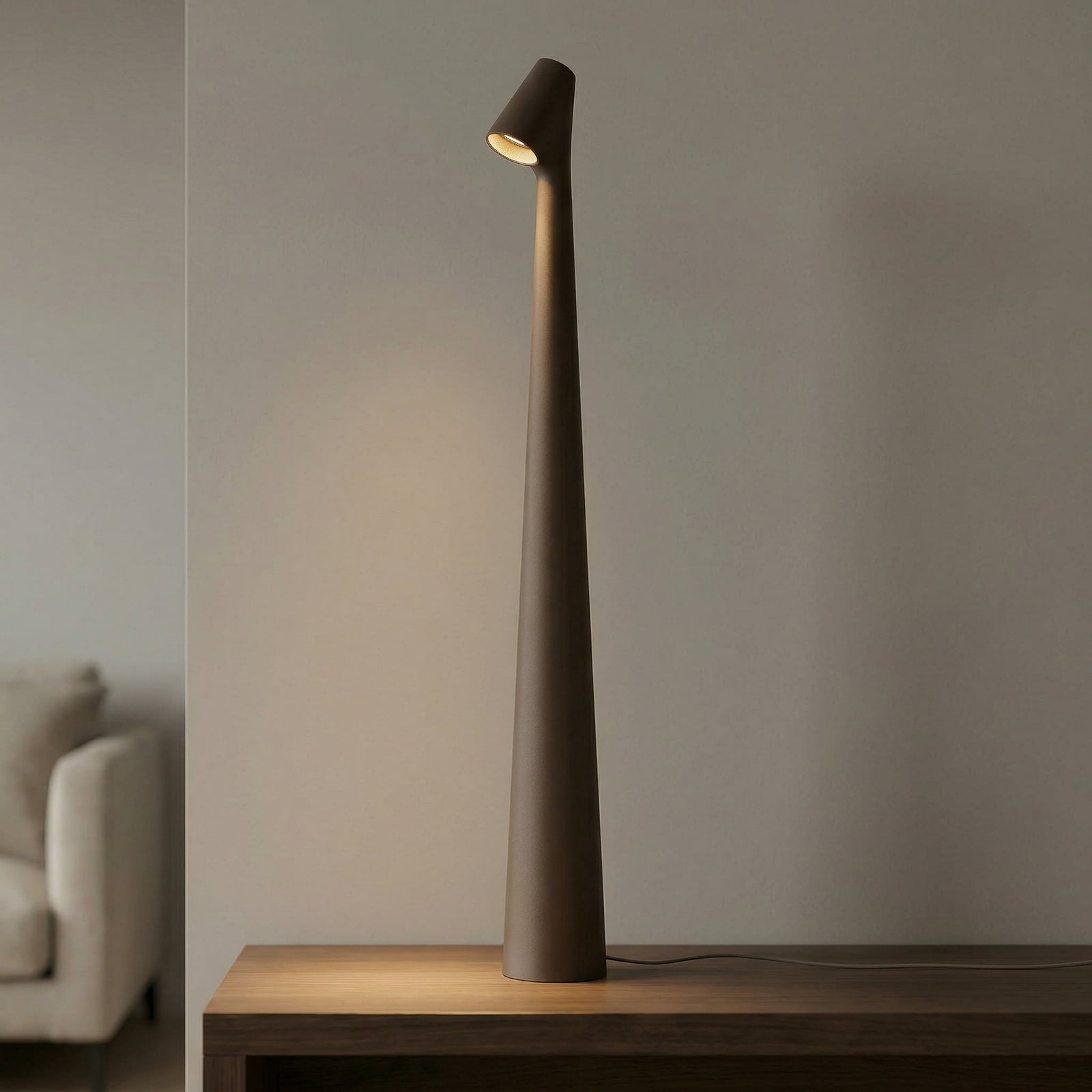 LED bordlampe Africa oppladbar aluminium 45 cm dimbar detalj av touchdimmer