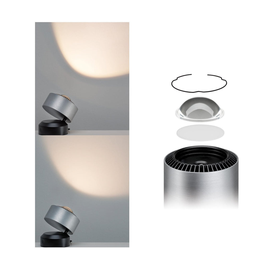 LED bordlampe Aldan aluminium dimbar på nattbord