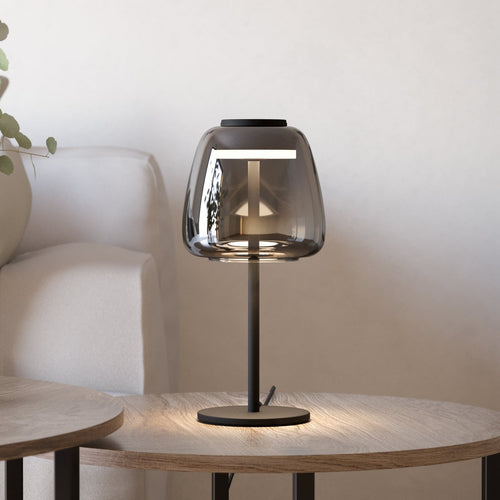 LED bordlampe Alfero-Z stål og glass dimbar RGB CCT svart forfra