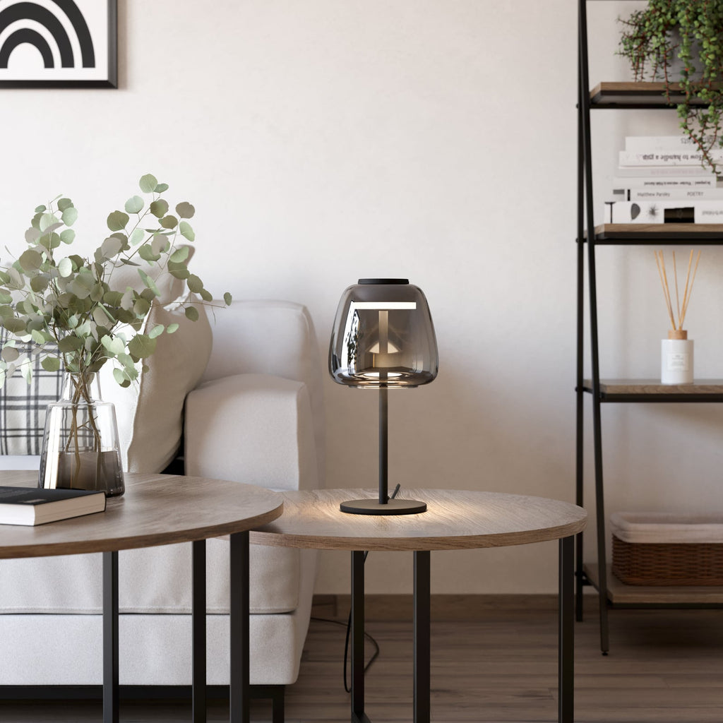 Bakside av LED bordlampe Alfero-Z stål/glass dimbar RGB CCT svart