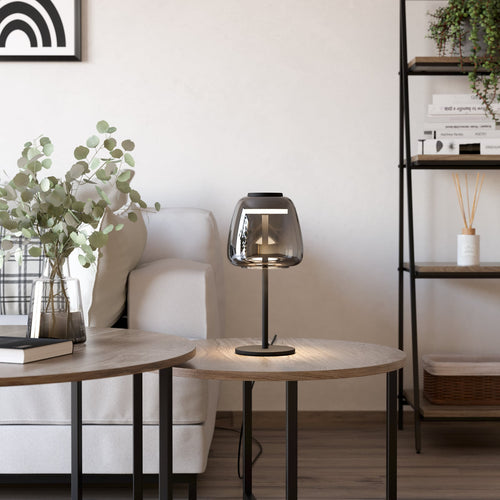 Bakside av LED bordlampe Alfero-Z stål/glass dimbar RGB CCT svart