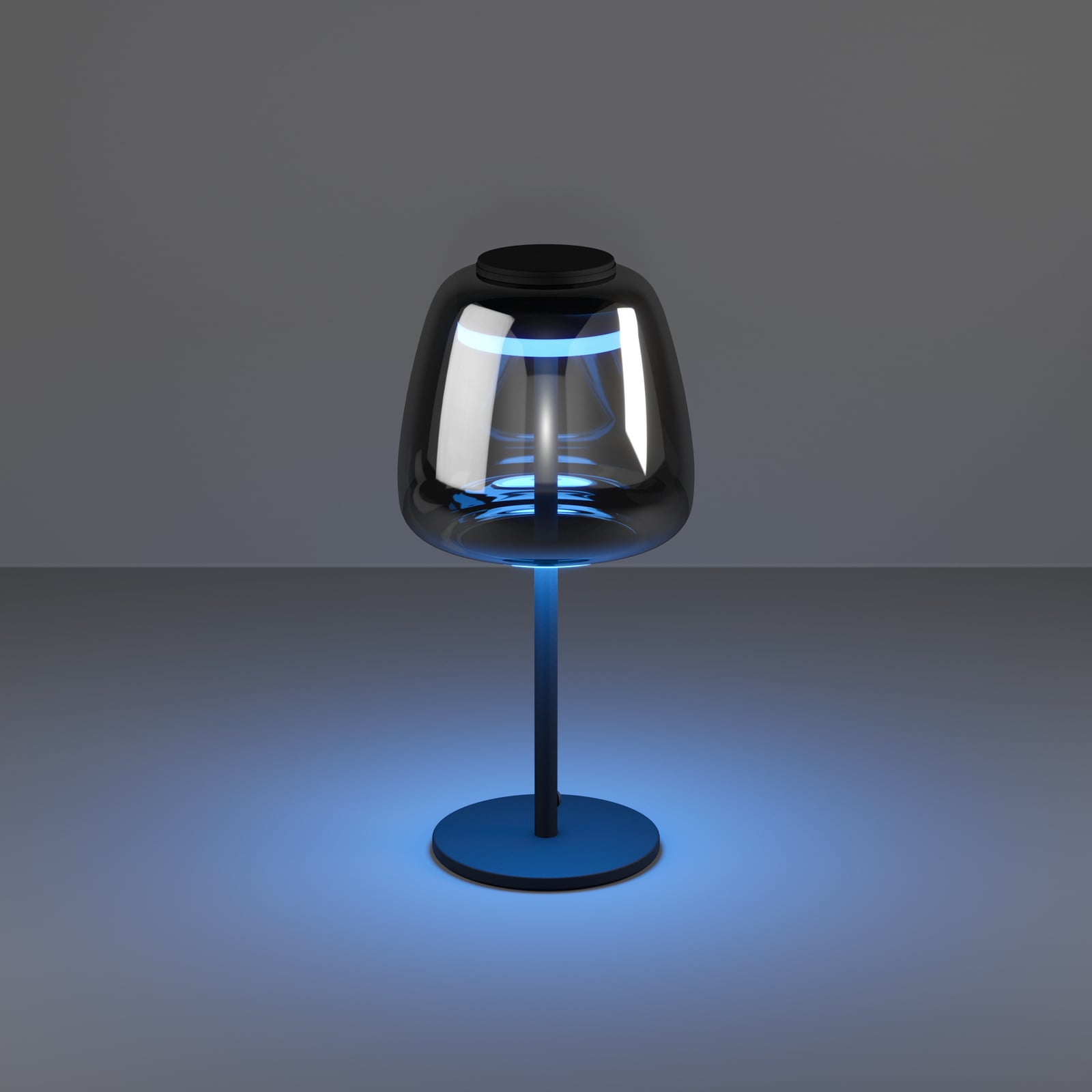 Visning av LED bordlampe Alfero-Z stål/glass dimbar RGB CCT svart med app-styring