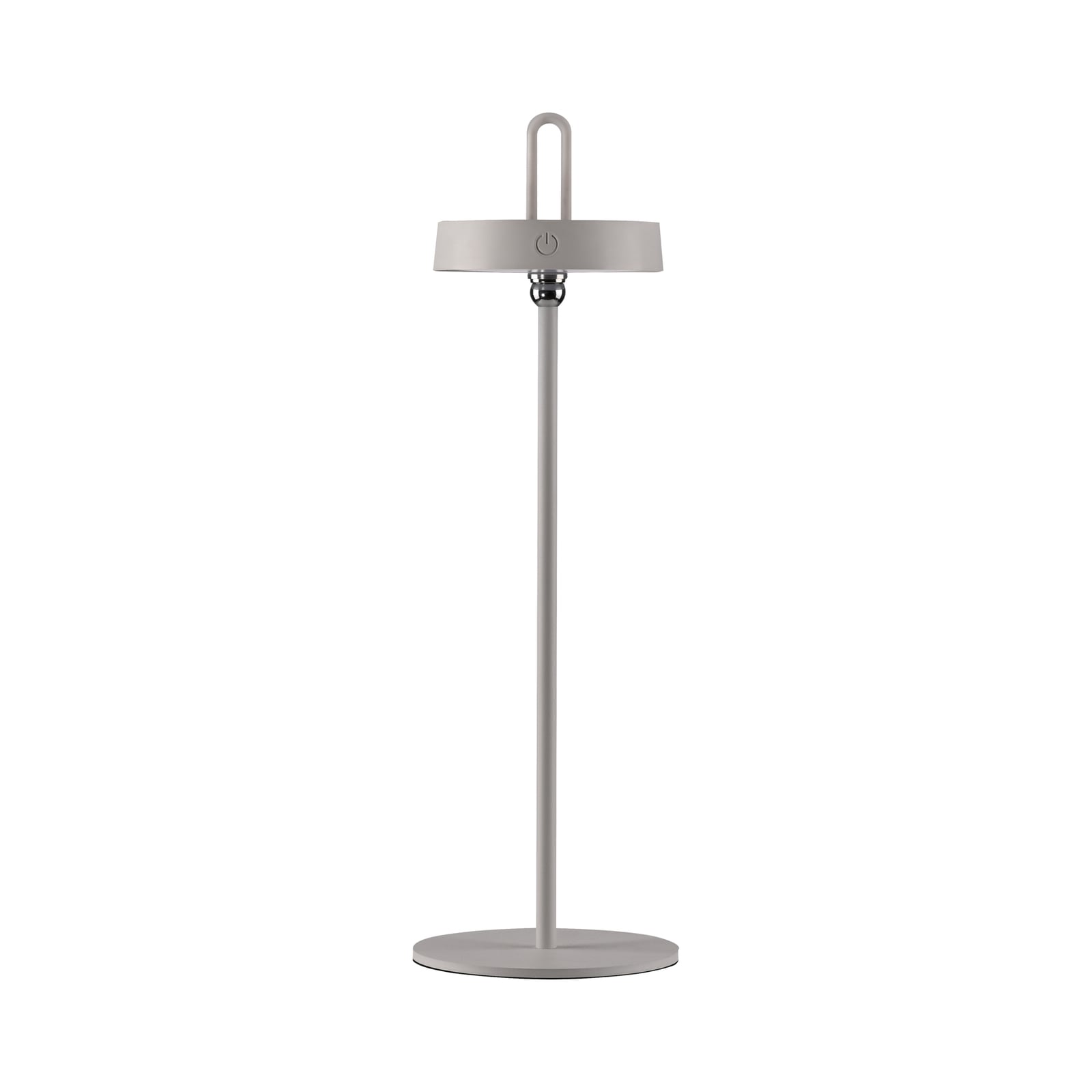 LED bordlampe Amag oppladbar dimbar jern lysgrå IP44 nærbilde av dimmer
