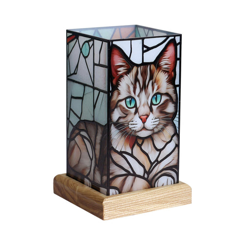 LED bordlampe Art Light katt akryl tresokkel 16,5 cm forfra