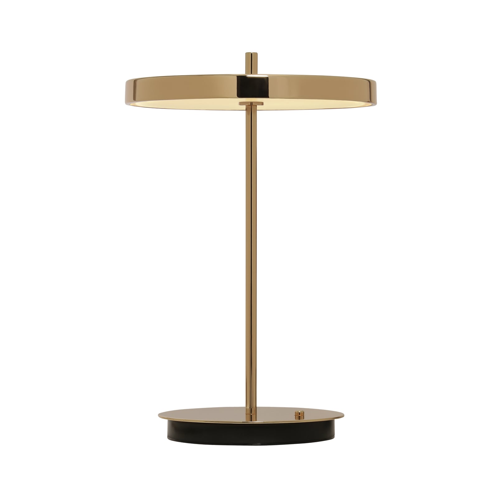 Detalj av LED-bordlampe Asteria Move oppladbar polert messing