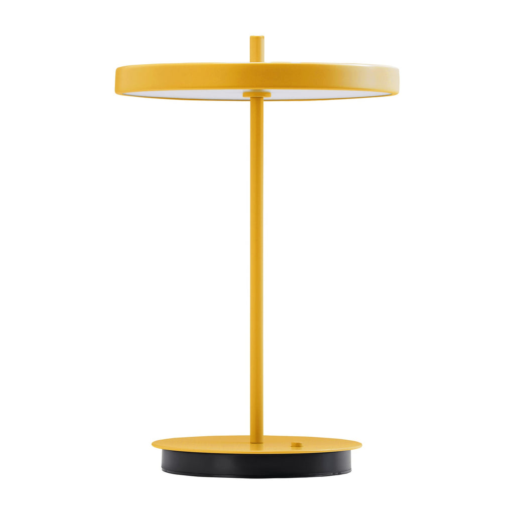 Montert LED bordlampe Asteria Move oppladbar solsikkegul i rom