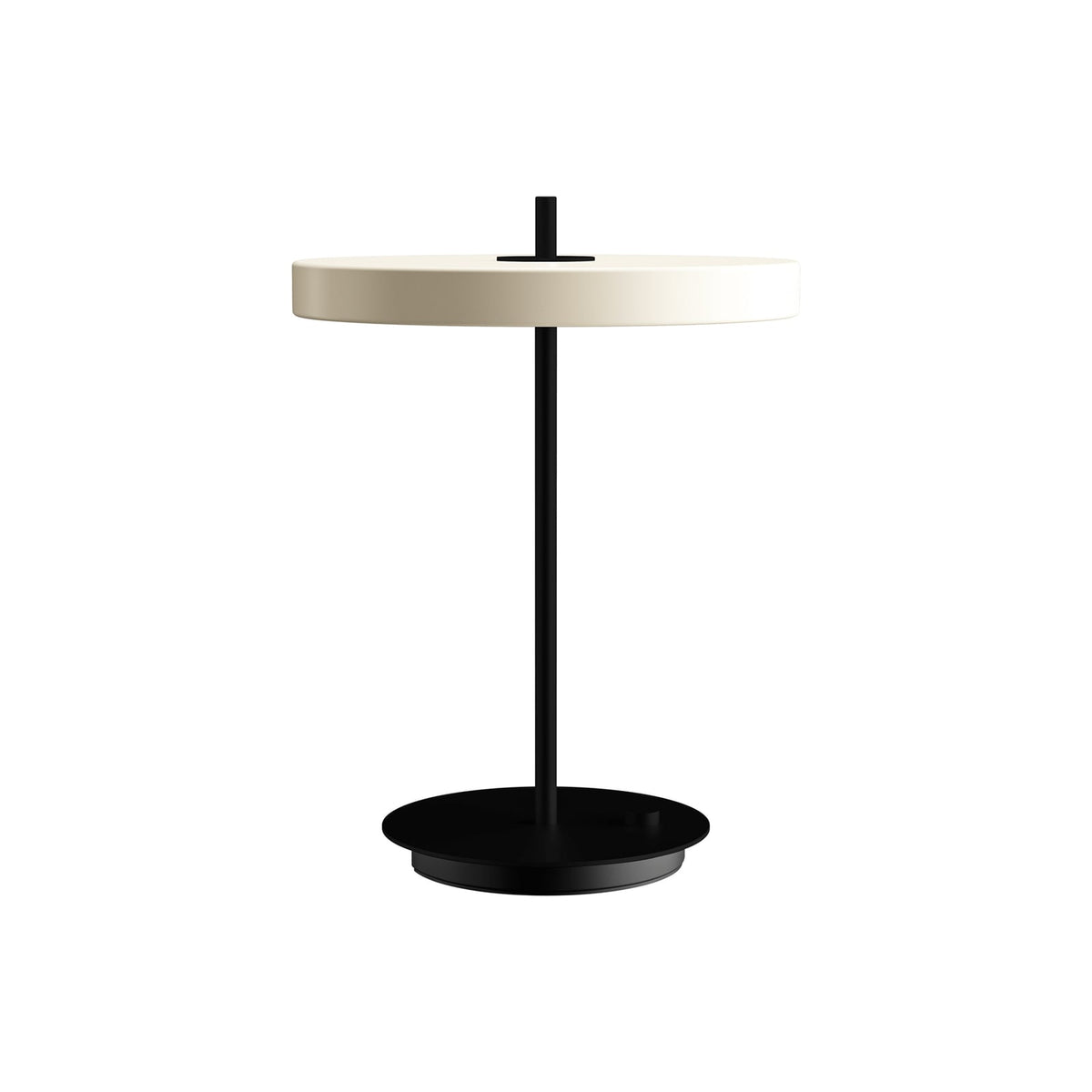 LED bordlampe Asteria Table dimbar USB perlehvit/svart detalj av bryter
