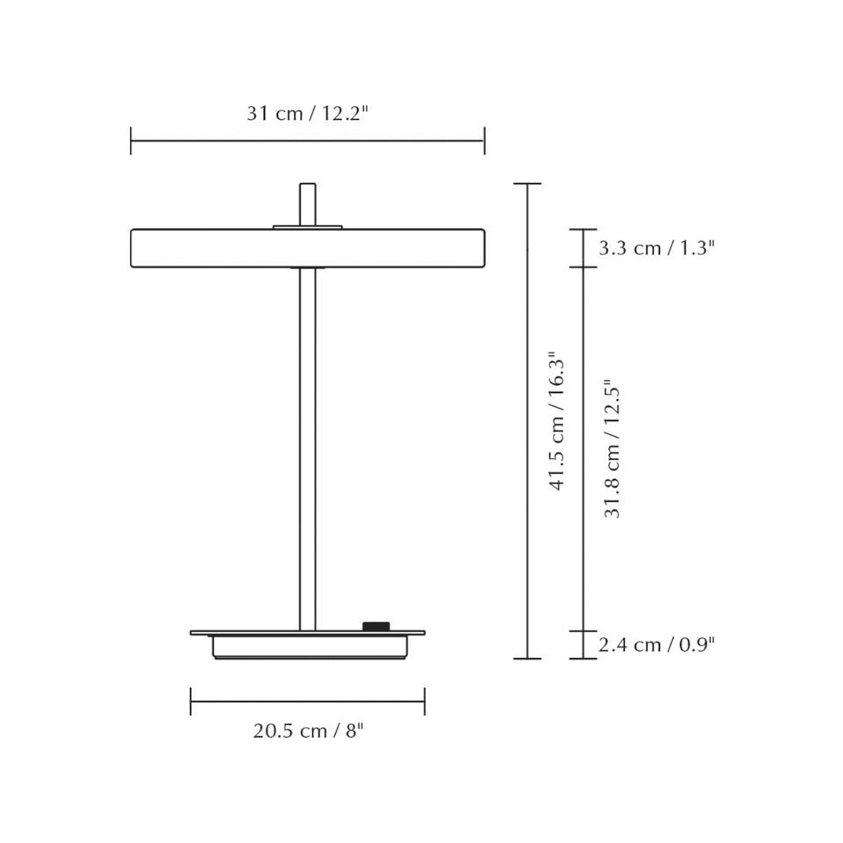 LED bordlampe Asteria Table dimbar USB perlehvit/svart montert på bord