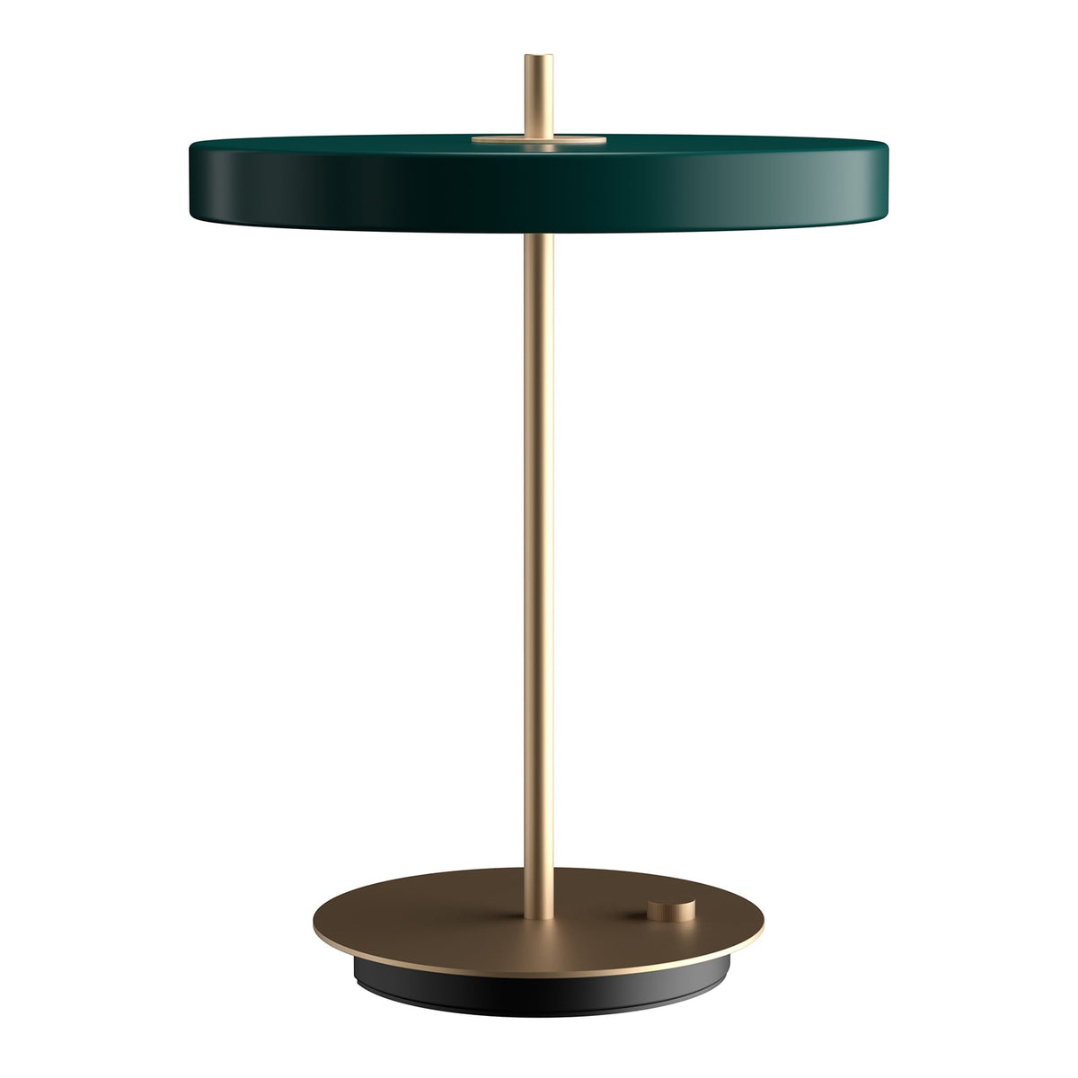 LED bordlampe Asteria Table dimbar USB skoggrønn messing sideprofil