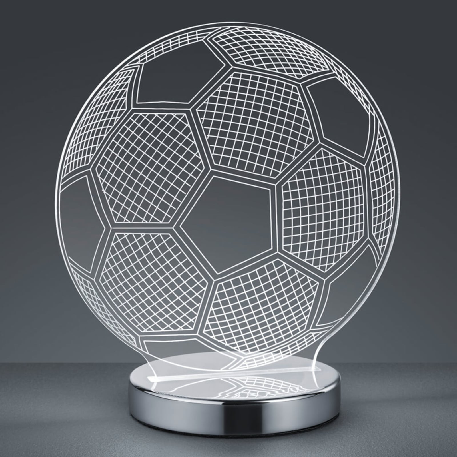 LED bordlampe Ball 3D-hologram akryl/krom 7W CCT forfra