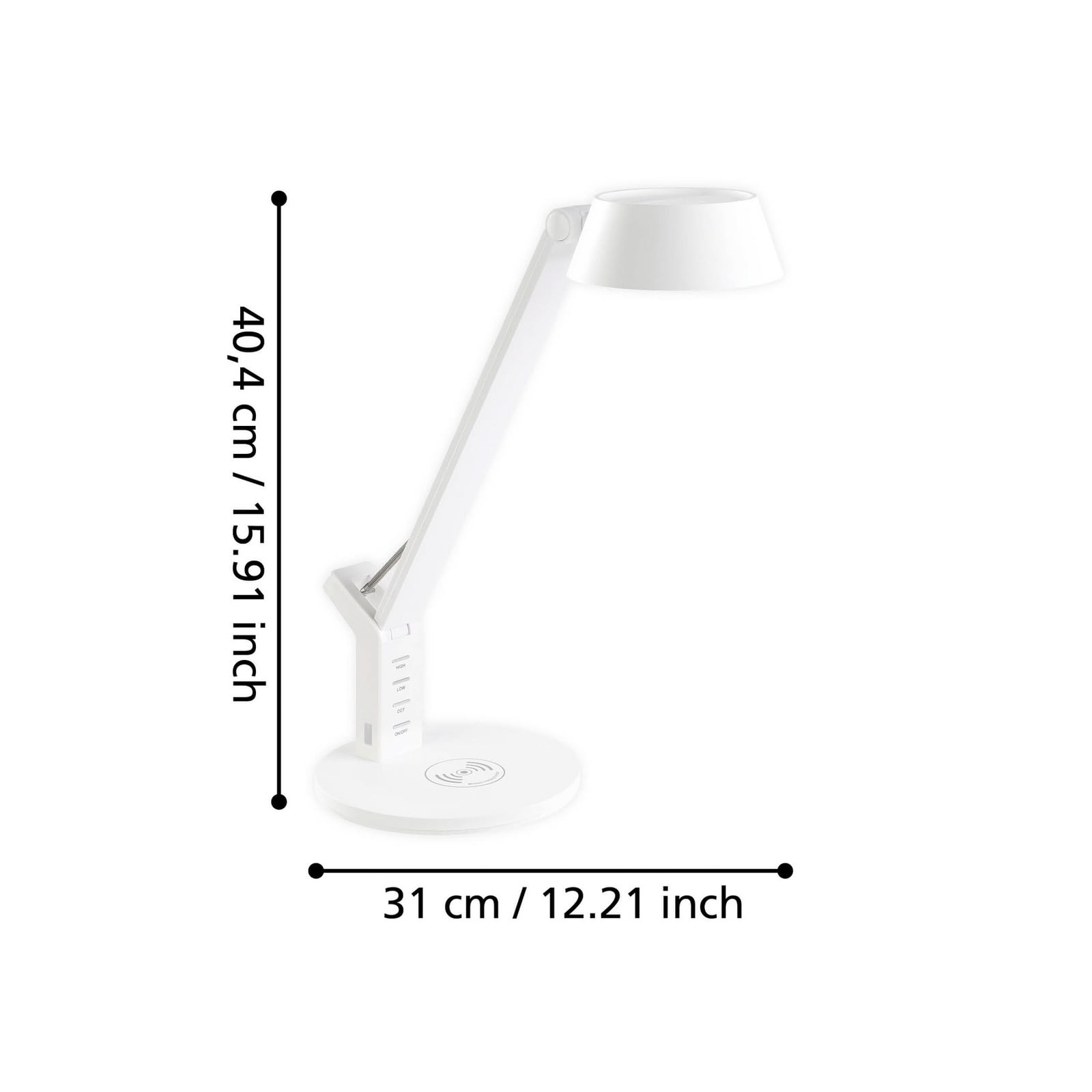 LED bordlampe Banderalo CCT dimbar med QI-lading hvit detalj av touchdimmer