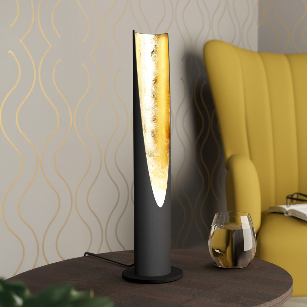 LED bordlampe Barbotto svart/gull stål bakside