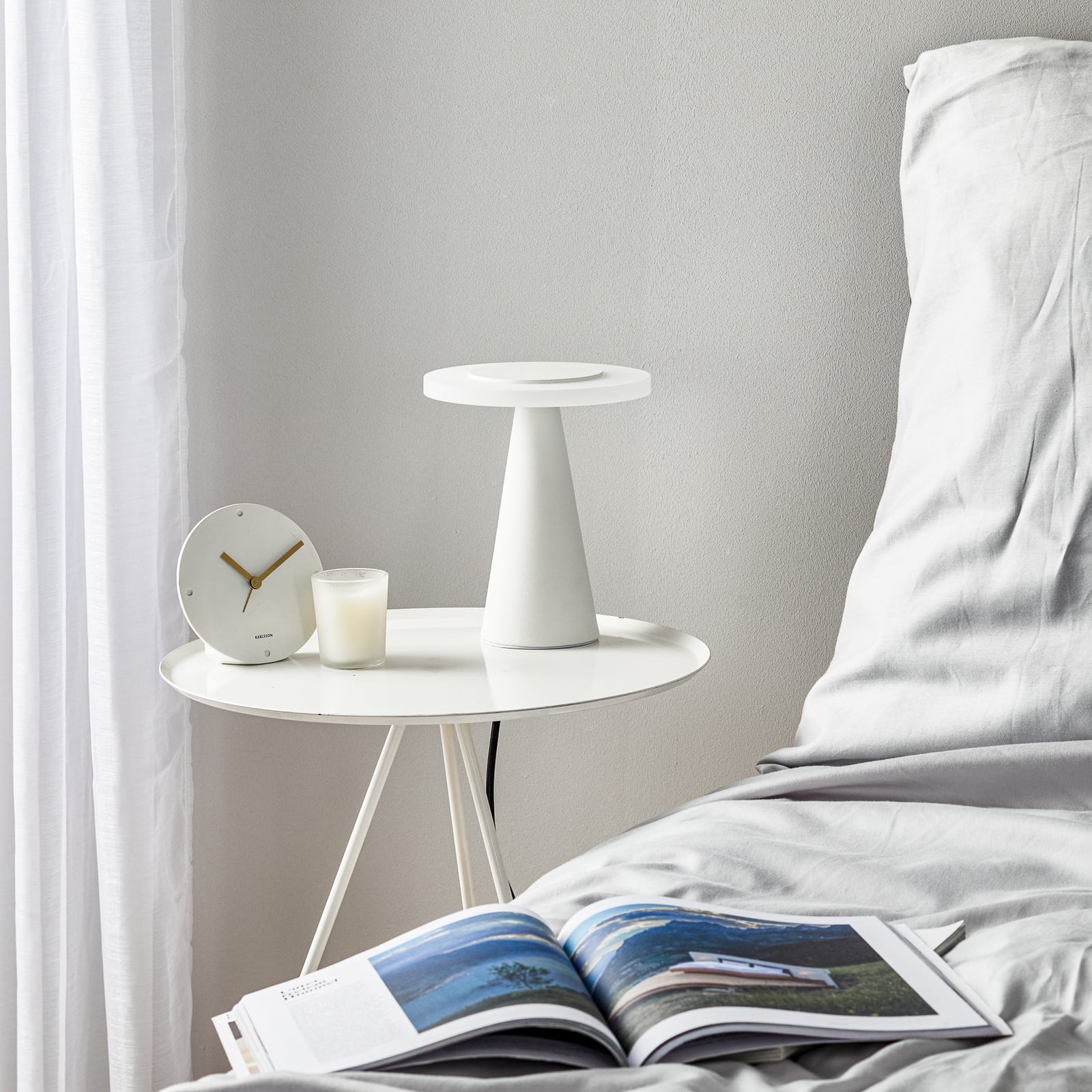 LED bordlampe Bax dimbar berøringsdimmer hvit Ø17 cm detalj