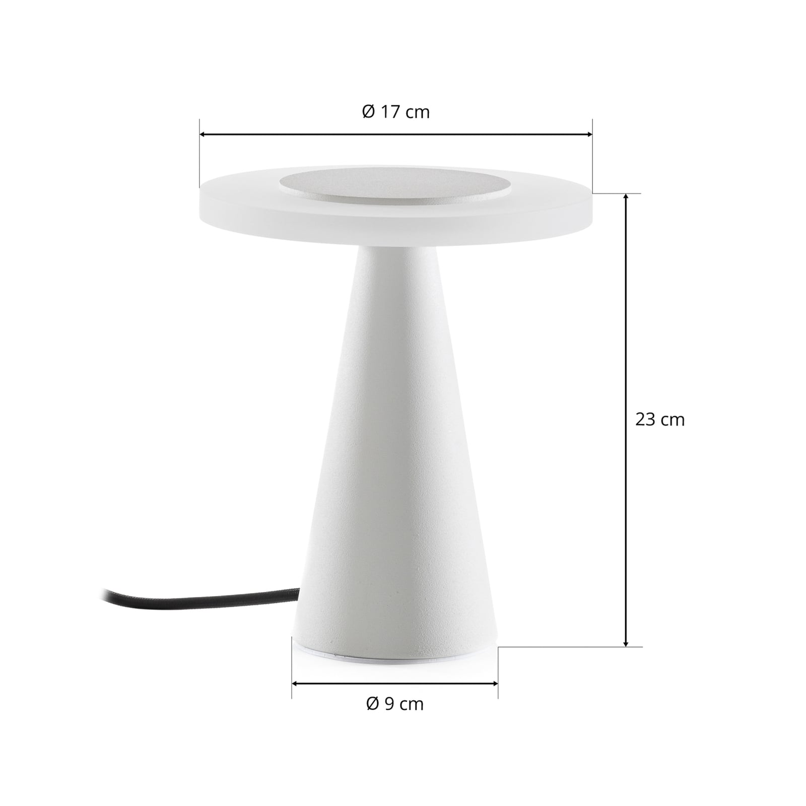 LED bordlampe Bax dimbar berøringsdimmer hvit Ø17 cm lys i bruk
