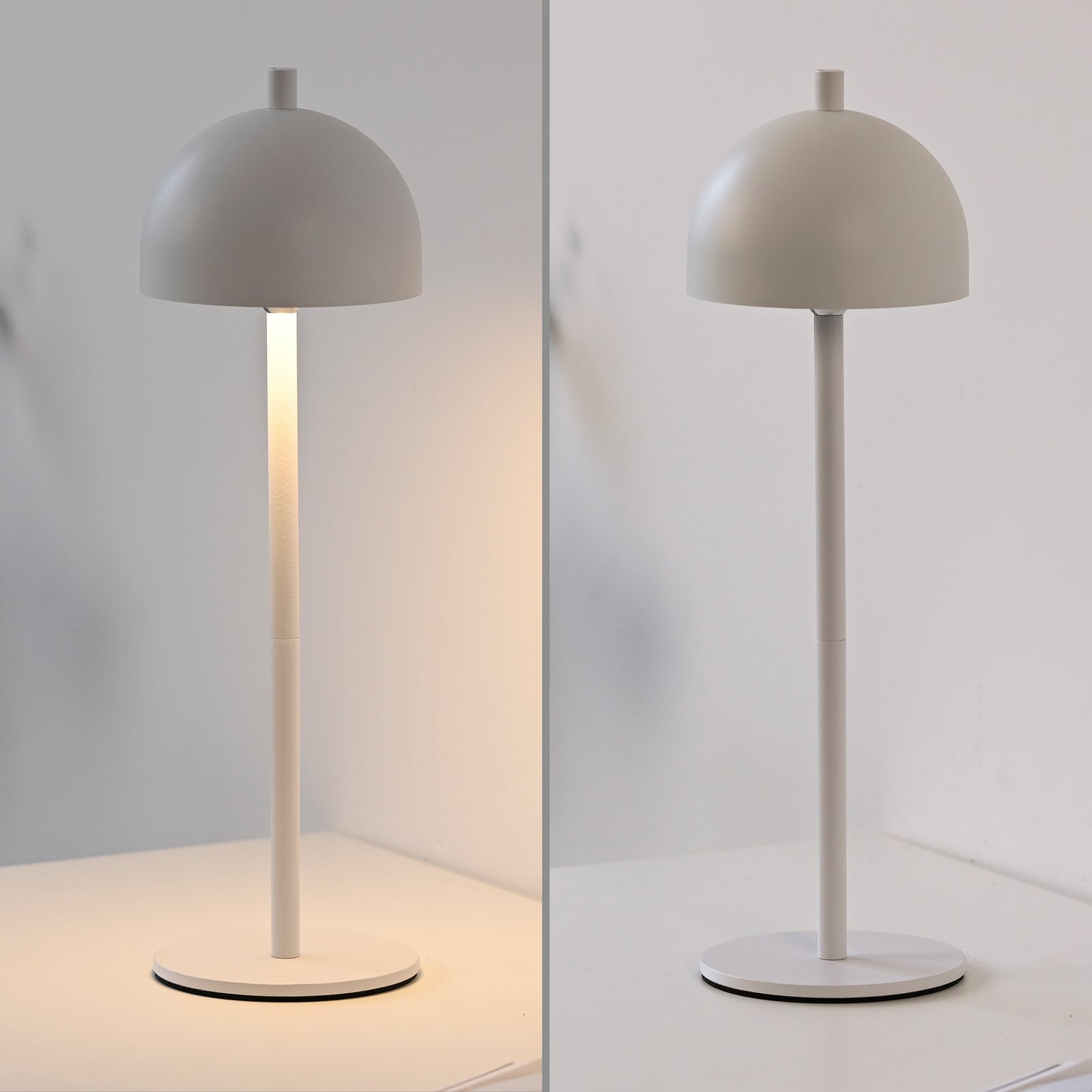 LED bordlampe Bellies i bruk på terrasse