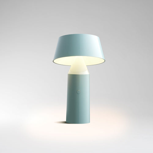 LED bordlampe Bicoca oppladbar dimbar lyseblå 14 cm forfra