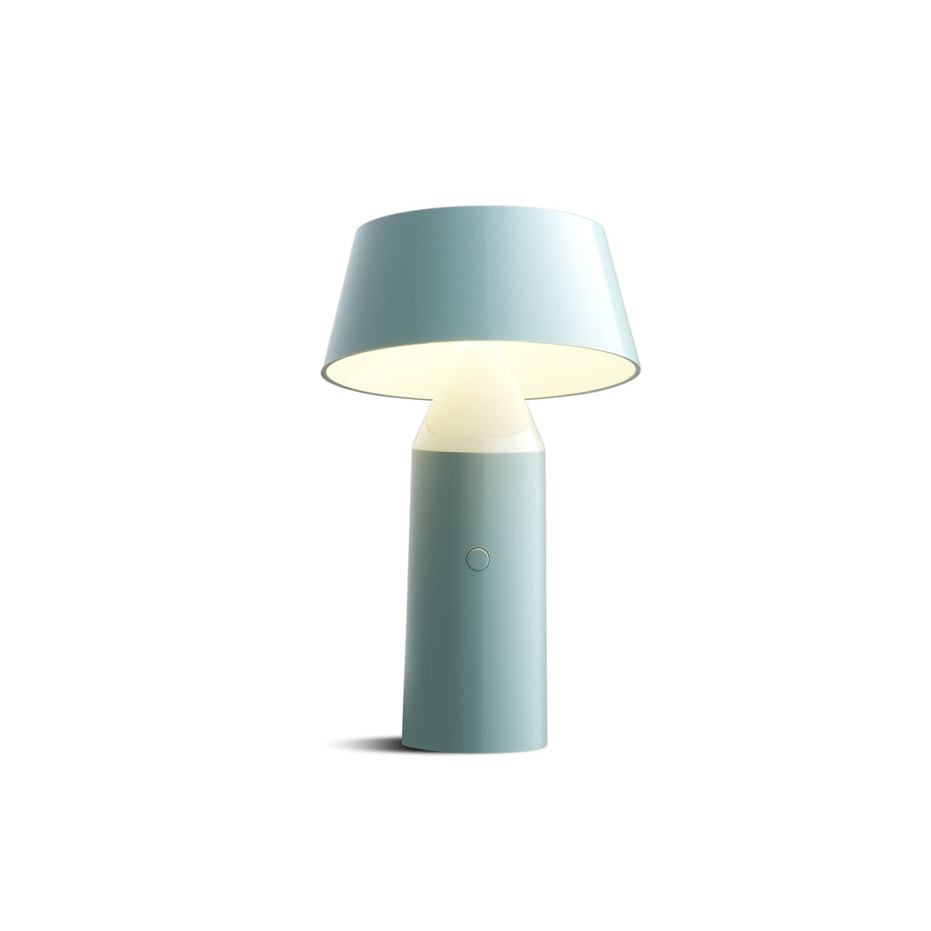 LED bordlampe Bicoca oppladbar dimbar lyseblå 14 cm bakside