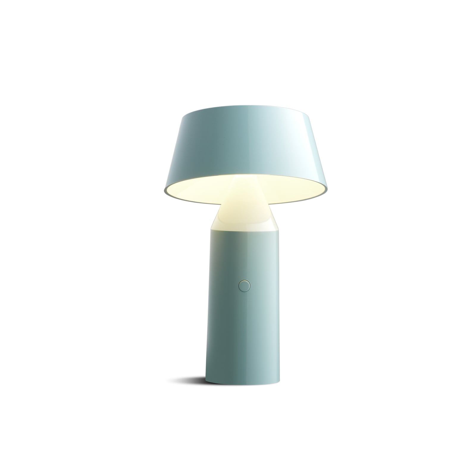 LED bordlampe Bicoca oppladbar dimbar lyseblå 14 cm bakside