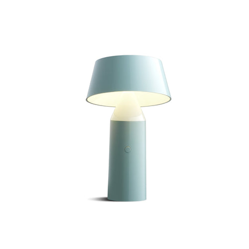 LED bordlampe Bicoca oppladbar dimbar lyseblå 14 cm bakside