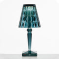 LED bordlampe Big Battery akryl lyseblå 37 cm forfra