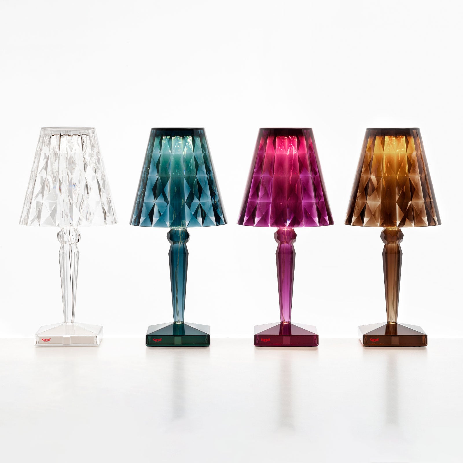 LED bordlampe Big Battery akryl lyseblå 37 cm detalj
