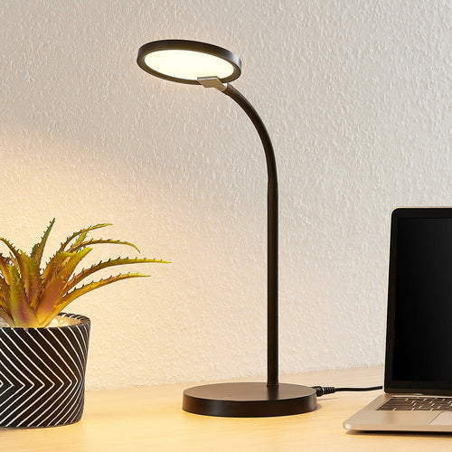 LED bordlampe Binera dimbar svart Ø14 cm forfra